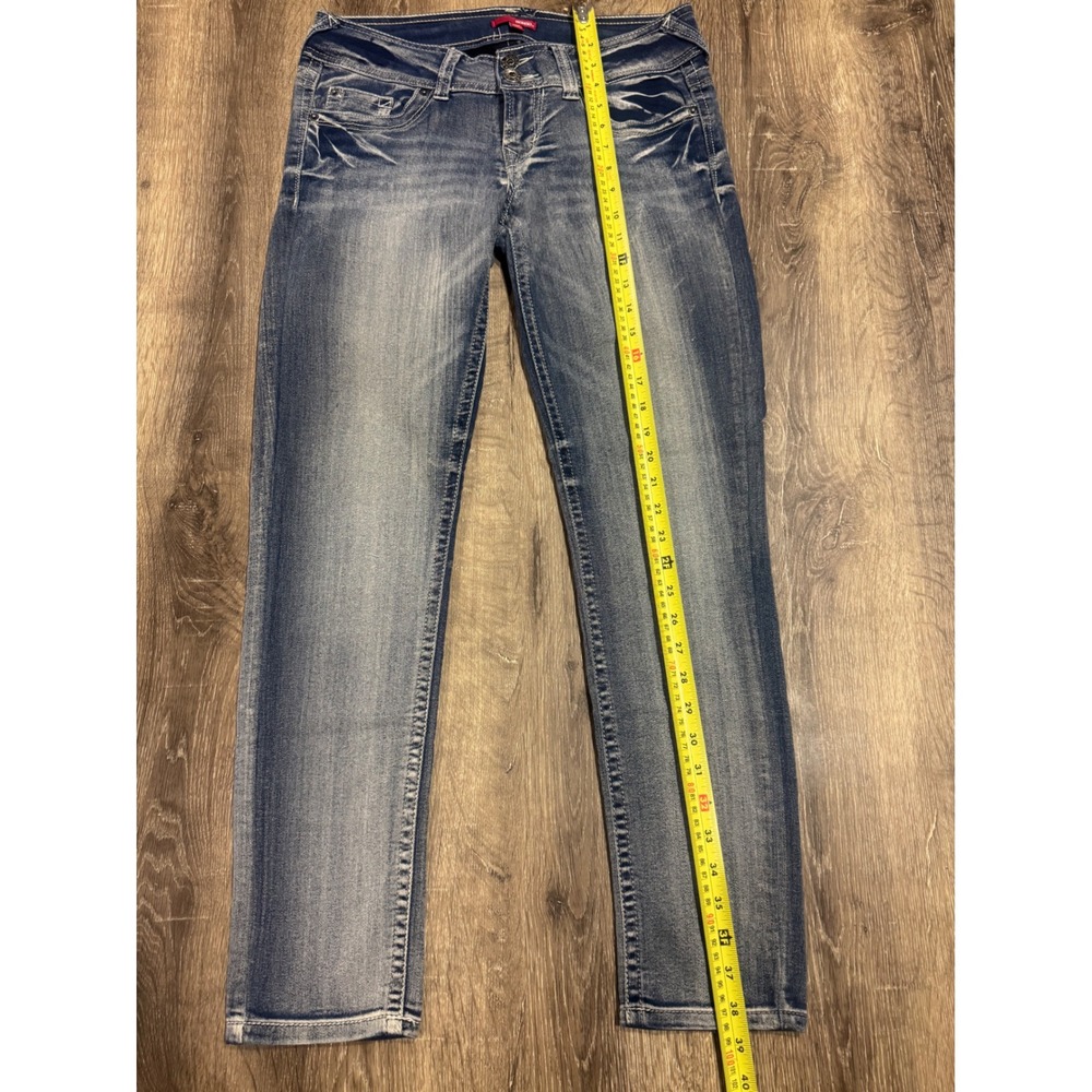 Bongo Womens Low Rise Skinny Jeans Size 7 Medium Wash Embroidered Pockets Y2K - Picture 7 of 9